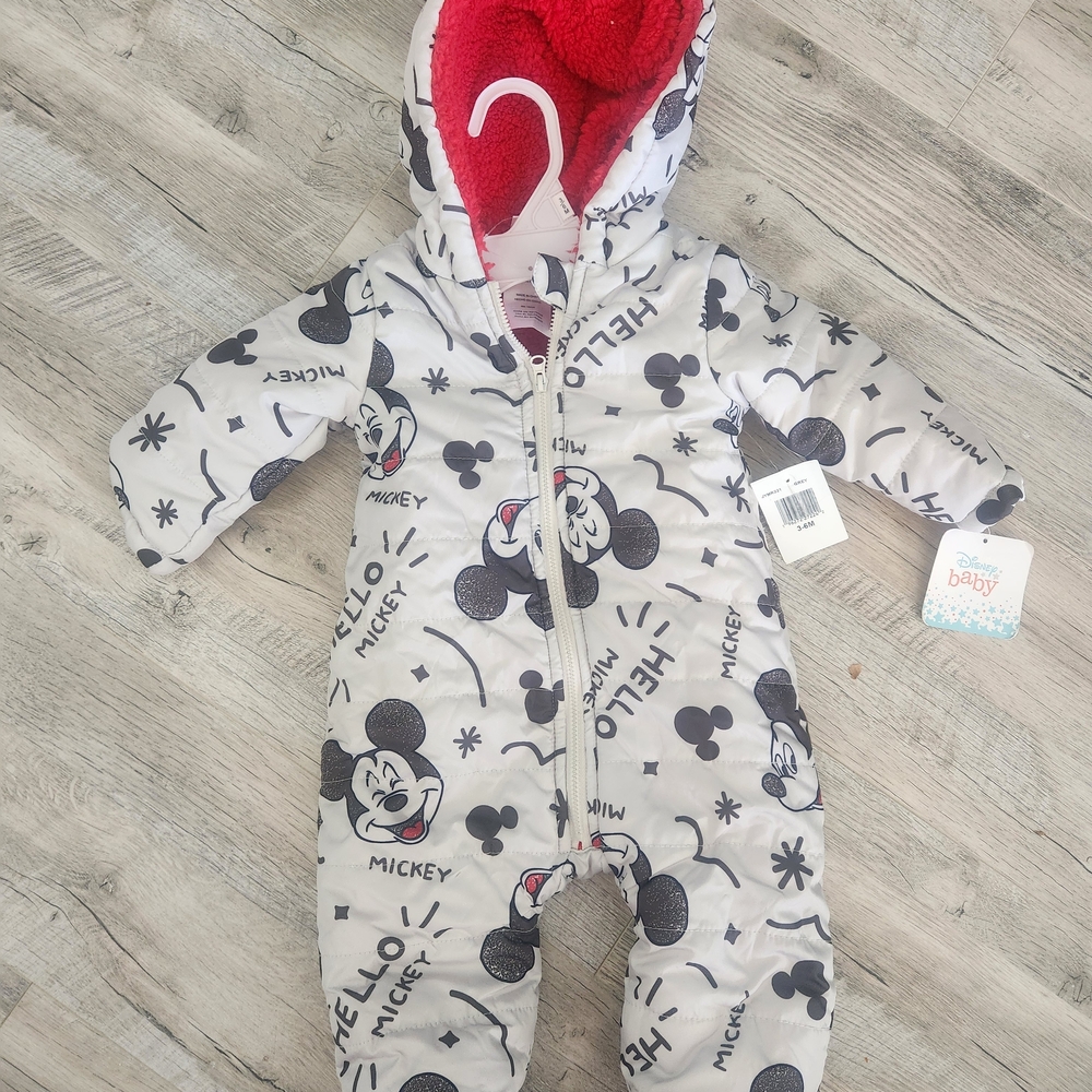 Disney Mickey Mouse Hooded One Piece - White and Red